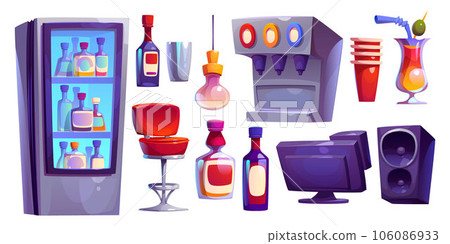Equipment, furniture and drinks for bar counter 106086933