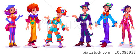 Circus cartoon character set - vector illustration 106086935