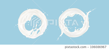 Realistic set of milk splash circles 106086967