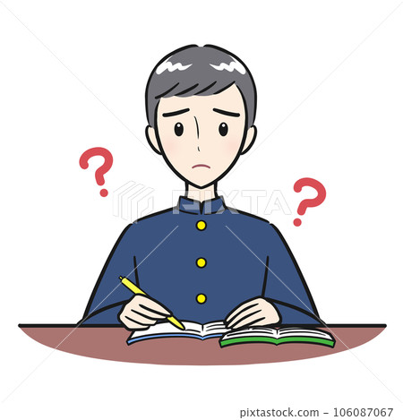 正在學習的男學生因為不明白問題而苦惱（彩色） 106087067