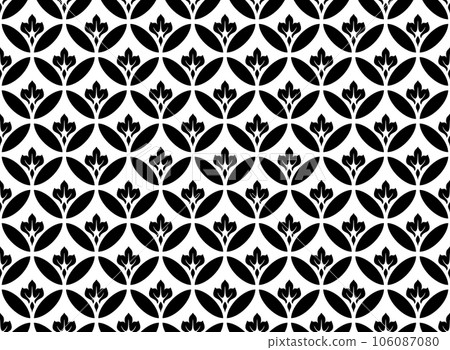 Flower geometric pattern. Seamless vector background. White and black ornament. Ornament for fabric, wallpaper, packaging. Decorative print 106087080