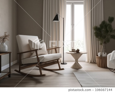Comfortable living room with rocking chair. Generative AI Comfortable living room with rocking chair. Generative AI 106087144