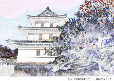 柔和的風格“北海道春天的松前城”插圖圖像北海道春天的松前城 106087506