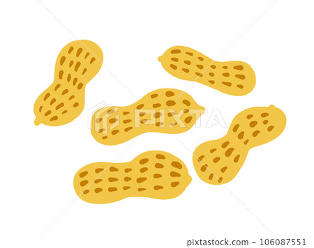 Set of 5 cute shelled peanuts / hand-drawn illustration 106087551