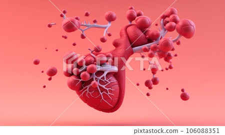 3D illustration mockup of the human organ system, Anatomy, Nervous, circulatory, digestive, excretory, urinary,and bone systems. Medical education concept, Generative AI illustration 106088351