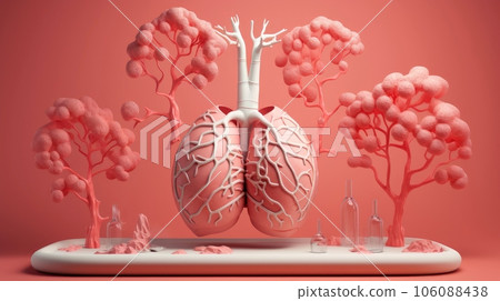 3D illustration mockup of the human organ system, Anatomy, Nervous, circulatory, digestive, excretory, urinary,and bone systems. Medical education concept, Generative AI illustration 106088438
