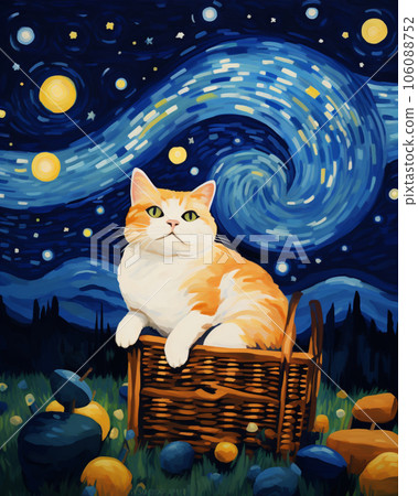 Cosmic Comfort - A Cat's Night in the Basket  106088752