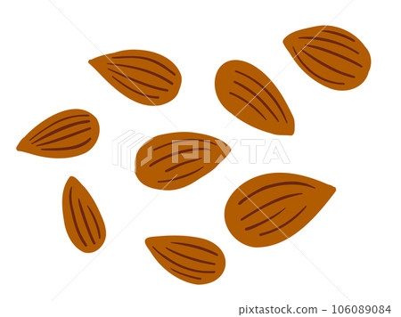 Cute almond set / hand-drawn illustration material Cute almond set / hand-drawn illustration material 106089084