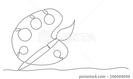 Palette One line drawing isolated on white background Palette One line drawing isolated on white background 106089099