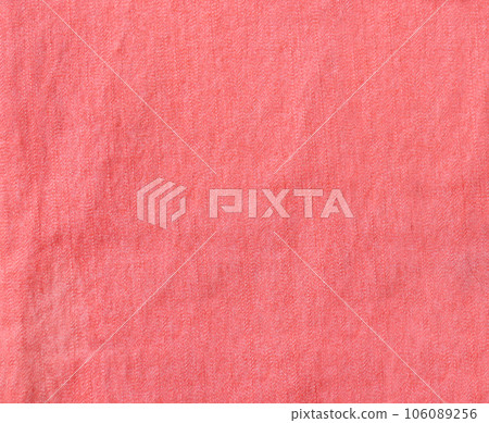 Coral color denim jeans fabric texture. Horizontal or vertical pink denim background 106089256