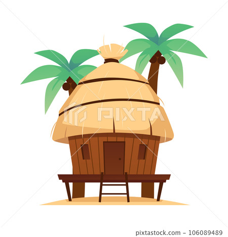 Beach bungalow house for summer vacation flat vector illustration isolated. Beach bungalow house for summer vacation flat vector illustration isolated. 106089489