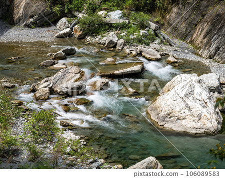 Mountain river. River. Flow. Stones. Rocks. Nature. Water. River view. Green. Mountain. Plants. Mountain river. River. Flow. Stones. Rocks. Nature. Water. River view. Green. Mountain. Plants. 106089583