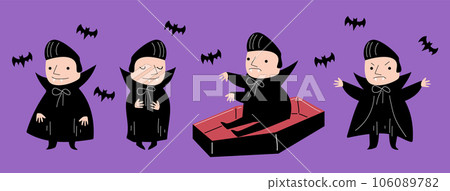 Cute Cartoon Vampire Dracula Vector Illustration Stock Vector