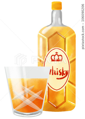 Whiskey illustration set drawn by watercolor 106090206