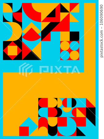 Poster with Bauhaus ornament. Abstract element in vintage retro style. Poster with Bauhaus ornament. Abstract element in vintage retro style. 106090690
