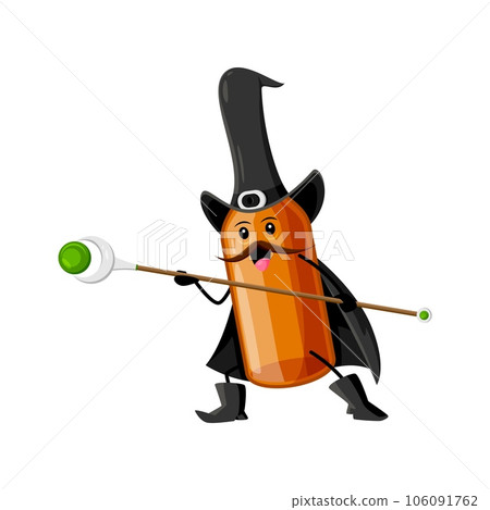 Cartoon Halloween mezcal wizard and mage character. Isolated vector mystical flask with traditional mexican drink. Whimsical bottle personage wear sorcerer hat and cape casting a spell of enchantment Cartoon Halloween mezcal wizard and mage character. Isolated vector mystical flask with traditional mexican drink. Whimsical bottle personage wear sorcerer hat and cape casting a spell of enchantment 106091762