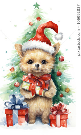 Animal in Christmas sweater. Generative AI 106091837