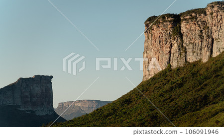 Stunning view of Chapada Diamantina landscape under clear blue sky. Stunning view of Chapada Diamantina landscape under clear blue sky. 106091946