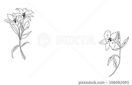 簡約百合花相框，線條畫相框，時尚 106092093