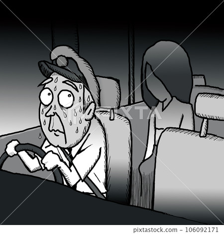 A taxi driver whose passengers in kimono seem to be ghosts A taxi driver whose passengers in kimono seem to be ghosts 106092171