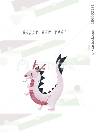 Dragon New Year's card geometric background red 106092181