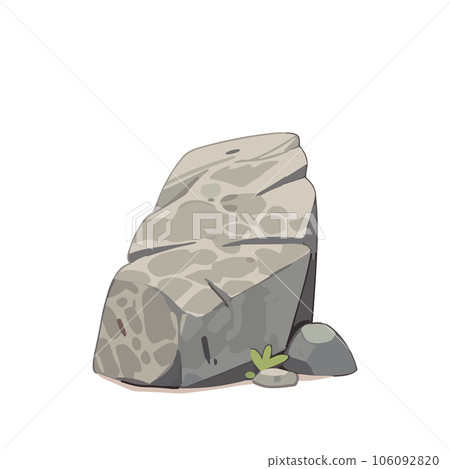 Pile of rock stone with grass. Rock stone cartoon. Rock and debris of the mountain. Vector illustration EPS10 106092820