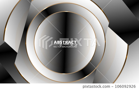 Abstract 3D luxury background with golden, black and white gradient circles Abstract 3D luxury background with golden, black and white gradient circles 106092926
