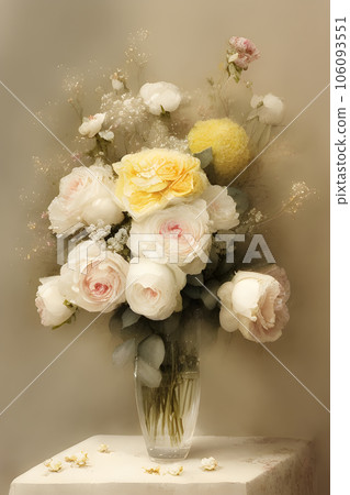 illustration flower with vase, side by the window illustration flower with vase, side by the window 106093551