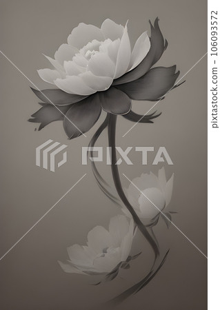 traditional chinese ink and wash painting featuring a graceful peony flower emulate traditional chinese ink and wash painting featuring a graceful peony flower emulate 106093572