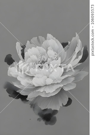 traditional chinese ink and wash painting featuring a graceful peony flower emulate traditional chinese ink and wash painting featuring a graceful peony flower emulate 106093573