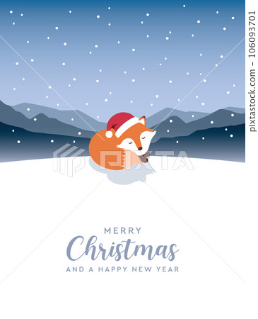 cute fox on snowy mountain winter nature landscape cute fox on snowy mountain winter nature landscape 106093701