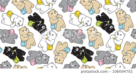 bear polar seamless pattern bag cartoon vector teddy gift wrapping paper tile background repeat wallpaper scarf isolated doodle illustration design 106094781