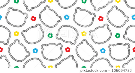 bear polar seamless pattern rope face head flower daisy cartoon vector teddy gift wrapping paper tile background repeat wallpaper doodle scarf isolated illustration design 106094783