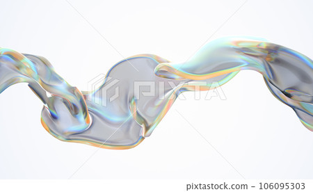Transparent glossy glass ribbon. Curved wave in motion. Transparent glossy glass ribbon. Curved wave in motion. 106095303