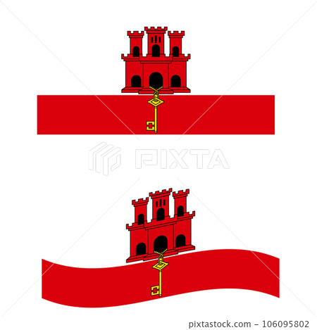 Waving flag of Gibraltar. Gibraltar flag on white background. flat style. Waving flag of Gibraltar. Gibraltar flag on white background. flat style. 106095802