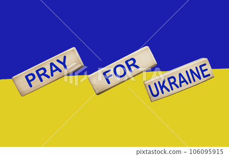War between Ukraine and Russia. The flag of Ukraine and the symbol of victory. Freedom  106095915
