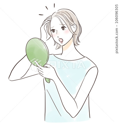 中年婦女驚訝地發現頭髮稀疏 106096305