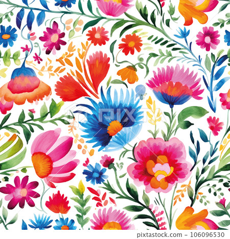 Line art mexican embroidery watercolor for print design. 106096530