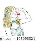 Illustration of a woman holding a cherry 106096621