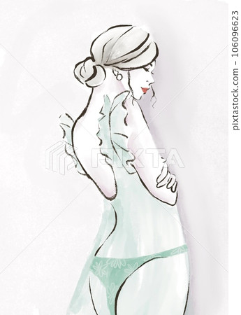 Illustration of a woman in lingerie Illustration of a woman in lingerie 106096623