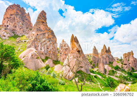 Cappadocia-the ancient Uchisar Castle fortress. 106096702