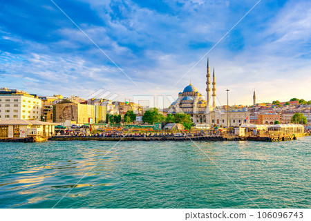 Beautiful and magnificent views of Istanbul in from the Bosphorus. 106096743