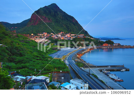 Landscape at dawn with beautiful bay and fishing port 106096952