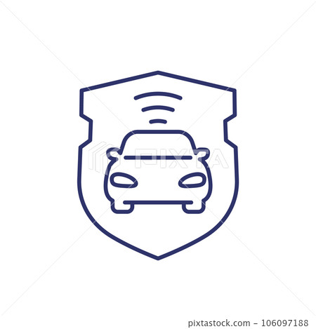 car alarm line icon with a shield car alarm line icon with a shield 106097188