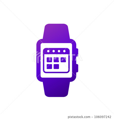 calendar or schedule icon with smartwatch, vector 106097242