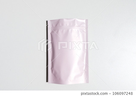 Pink storage bag with metallic texture with zip lock lock. Food bags made of aluminum foil, Pink storage bag with metallic texture with zip lock lock. Food bags made of aluminum foil, 106097248