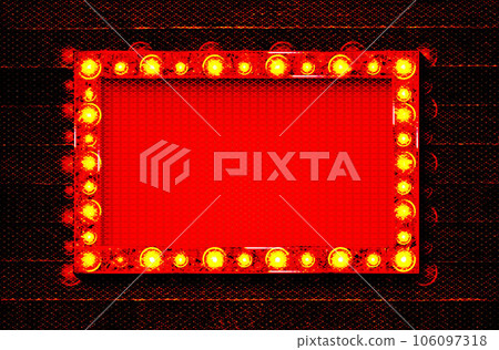Bright red marquee with light bulbs Bright red marquee with light bulbs 106097318