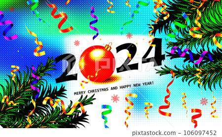 HAPPY NEW YEAR 2024 card vector 106097452