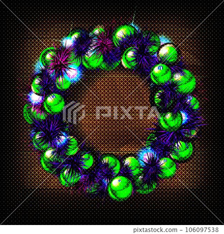 Green christmas wreath decorated with gold balls 106097538