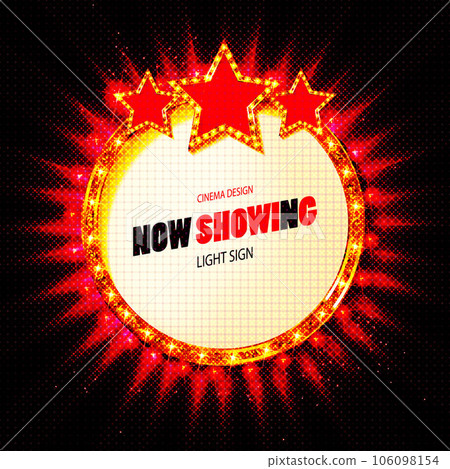 Stage podium with ceremonial red carpet and lighting 106098154